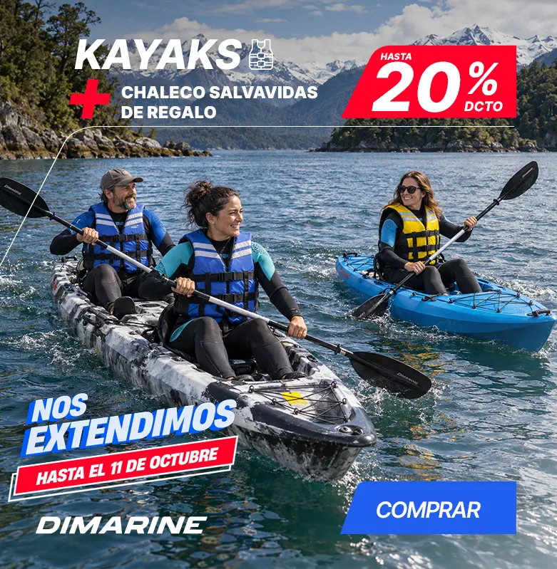 Personas andando en kayak en el sur de Chile bien equipados